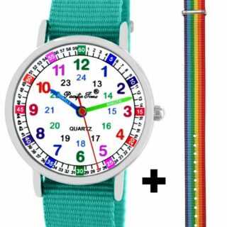 Pacific Time Quarzuhr, + farbiges Einhorn Regenbogen Armband - Gratis Versand