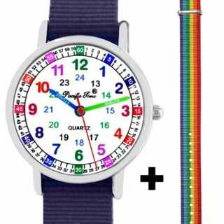 Pacific Time Quarzuhr, + farbiges gestreiftes Armband - Gratis Versand