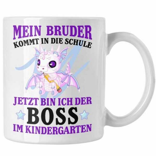 Trendation Tasse "Trendation - Einschulung Geschenk für Schultüte Füllung Tasse Schulstart 1. Schultag Schuleinführung Schulanfang Geschenkidee Schulkind Jungs Bruder"