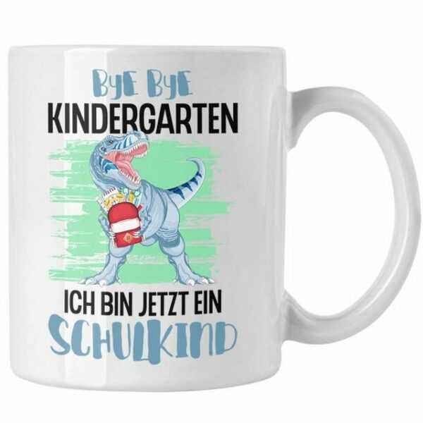 Trendation Tasse "Trendation - Einschulung Junge Dino Geschenk für Schultüte Füllung Tasse Schulstart 1. Schultag Schuleinführung Schulanfang Geschenkidee Schulkind 2022"