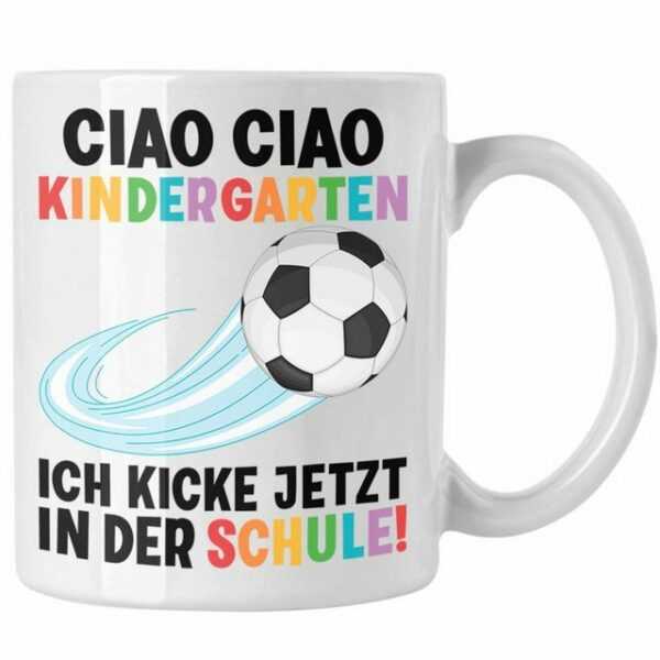 Trendation Tasse "Trendation - Einschulung Junge Fußball Schulkind Geschenk für Schultüte Füllung Tasse Schulstart 1. Schultag Schuleinführung Schulanfang Geschenkidee 2022"