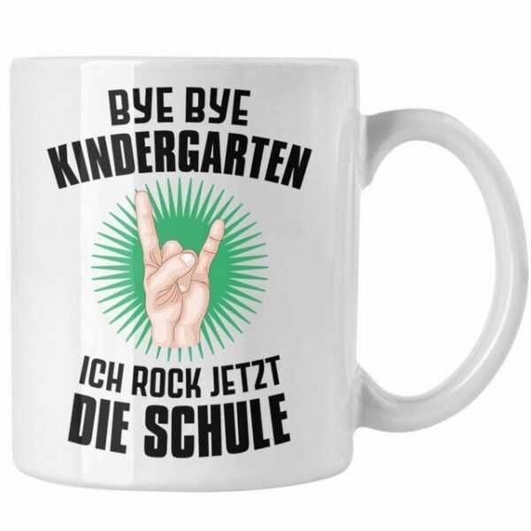 Trendation Tasse "Trendation - Einschulung Junge Rocke Jetzt Die Schule Geschenk für Schultüte Füllung Tasse Schulstart 1. Schultag Schuleinführung Schulanfang Geschenkidee Schulkind 2022"