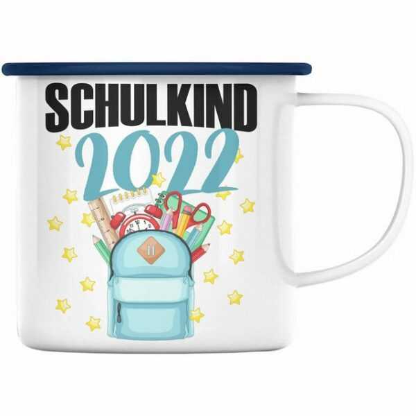 Trendation Thermotasse "Trendation - Einschulung Mädchen Geschenk Schultüte Füllung Emaille Tasse Schulstart 1. Schultag Schuleinführung Schulanfang Geschenkidee Schulkind 2022"