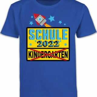 Shirtracer T-Shirt "Ortsschild Schule 2022 Kindergarten Rakete - Einschulung Junge Schulanfang Geschenke - Schulanfang Jungen Kinder T-Shirt" Schulkind 2022 Schulstart Zubehör