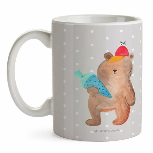 Mr. & Mrs. Panda Tasse Bär mit Schultüte - Grau Pastell - Geschenk, Tee, Teddy, Becher, Schu, Keramik