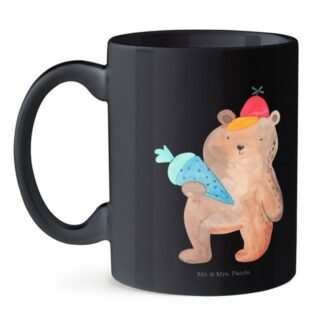 Mr. & Mrs. Panda Tasse Bär mit Schultüte - Schwarz - Geschenk, Kaffeebecher, Schulbeginn, Ka, Keramik Schwarz