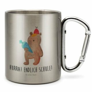 Mr. & Mrs. Panda Tasse Bär mit Schultüte - Transparent - Geschenk, Outdoor, Grundschule, Sch, Edelstahl