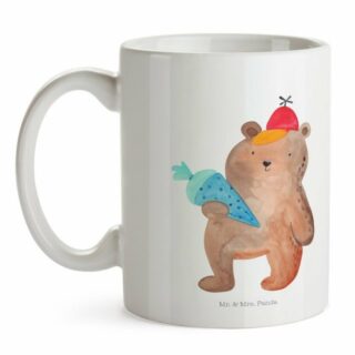 Mr. & Mrs. Panda Tasse Bär mit Schultüte - Weiß - Geschenk, Kaffeetasse, Frühstück, Schule G, Keramik