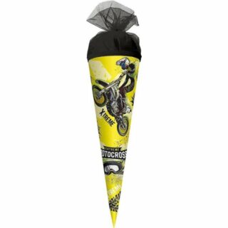 Roth Schultüte Extreme Motocross, 22 cm, rund, mit schwarzem Tüllverschluss, Zuckertüte für Schulanfang