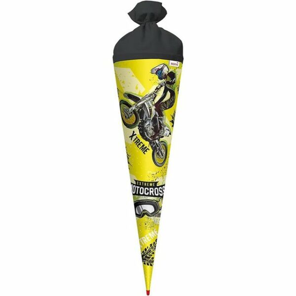 Roth Schultüte Extreme Motocross, 70 cm, rund, mit schwarzem Filzverschluss, Zuckertüte für Schulanfang