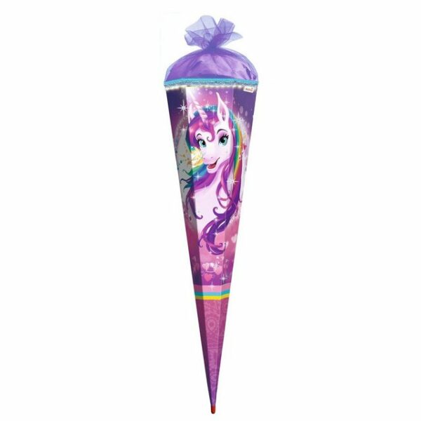 Roth Schultüte Roth Schultüte Einhornportrait 85cm, Glitter, Glitzerborte & LED-Band