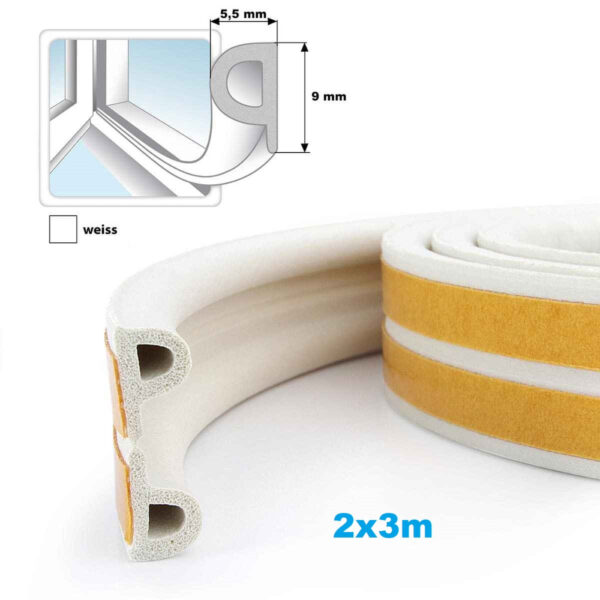 3er-Sparset (=18 m) Fenster- und Türdichtung, selbstklebend, in Weiß