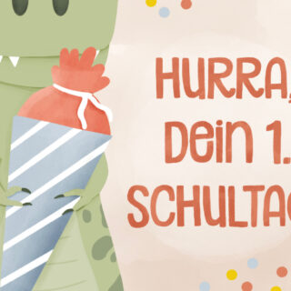 Dinokarte Glückwunsch Schulanfang