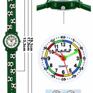 Pacific Time Quarzuhr Kinder Armbanduhr Lernuhr analog Mädchen Jungen Fußball Silikon, mit Lernzifferblatt - Gratis Versand