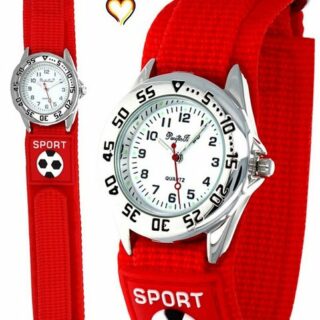 Pacific Time Quarzuhr Kinder Armbanduhr analog Mädchen Jungen Fußball Klett Drehlünette, Zeiger und Minutenpunkte leuchten im Dunkeln - Gratis Versand