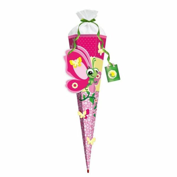 Roth Schultüte 3D Basteltüte Schmetterling Lilly, 80 cm, eckig, mit weißem Filzverschluss, Zuckertüte für Schulanfang