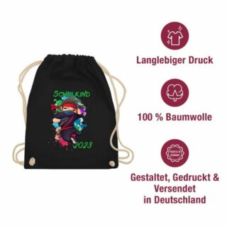 Shirtracer Turnbeutel Cooler Ninja Junge 2023, Schulanfang & Einschulung Geschenk Turnbeutel