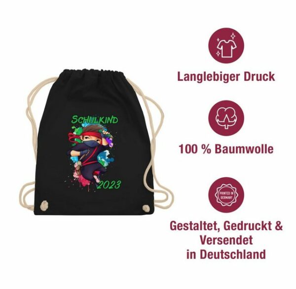 Shirtracer Turnbeutel Cooler Ninja Junge 2023, Schulanfang & Einschulung Geschenk Turnbeutel