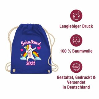 Shirtracer Turnbeutel Schulkind 2023 dabbendes Einhorn Regenbogen, Schulanfang & Einschulung Geschenk Turnbeutel