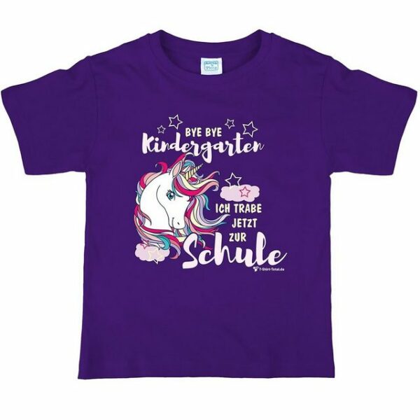 T-Shirt Total T-Shirt Lila Einhorn "Ich trabe zur Schule" zum Schulanfang