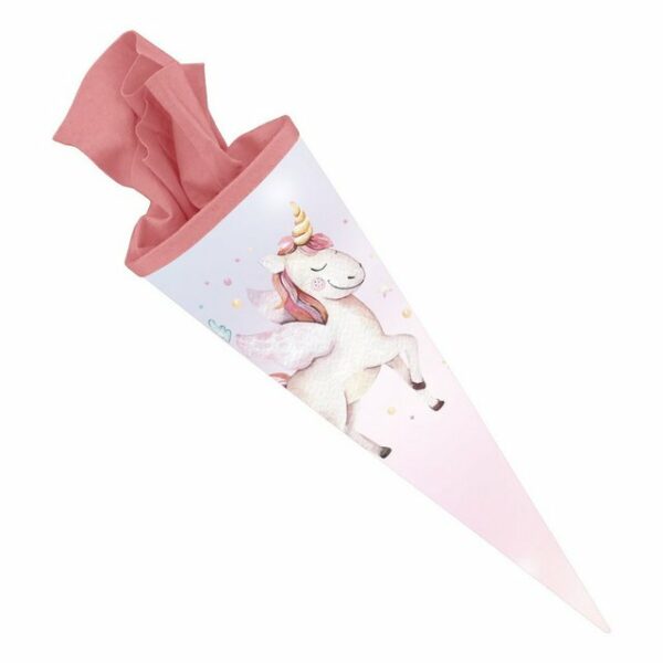 itenga Schultüte itenga Schultüte Zuckertüte 70cm rund Einhorn Filzverschluss rosa