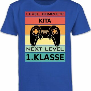 Shirtracer T-Shirt Level Complete Kita - Next Level 1. Klasse Einschulung Junge Schulanfang Geschenke