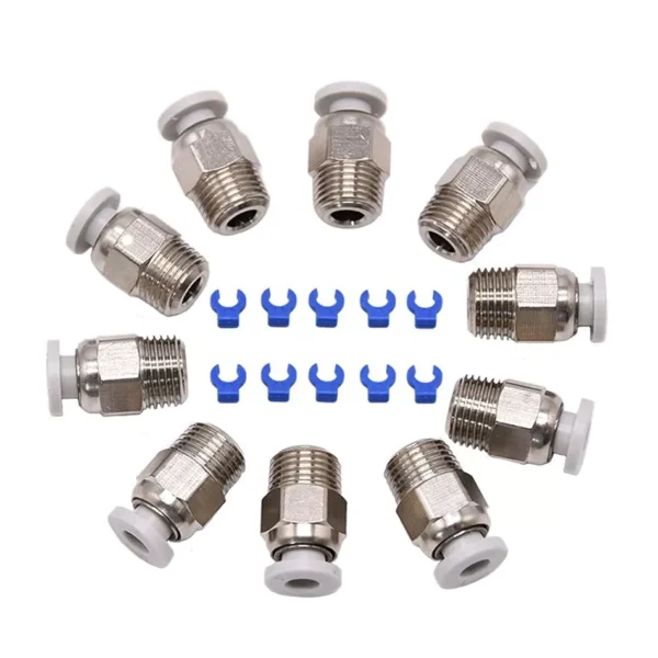 10pcs PC4 M10 Straight Pneumatic Push Fitting Connector for E3D-V6 Long-Distance Bowden Extruder for Ender3/ CR10 3D Printer