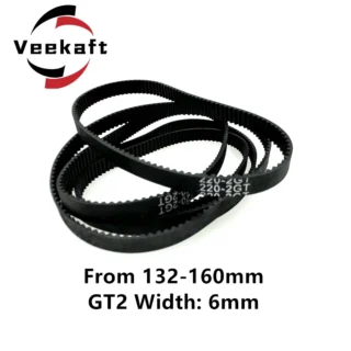 3D Printer Parts GT2 6mm Closed Loop Rubber Timing Belt 132 134 136 138 140 142 144 146 148 150 152 154 156 158 160mm 2GT 1pcs