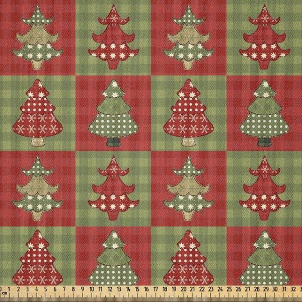 Abakuhaus Stoff DIY Bastler Stoff für Dekorationszwecke, Weihnachten Noel Trees Quilt