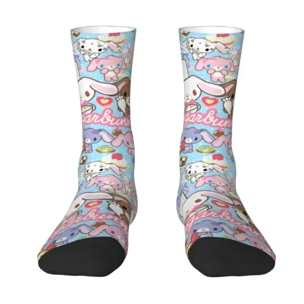 Anime Manga Sugarbunnies Mens Crew Socks Unisex Cute 3D Printed Cartoon Twin Rabbits Dress Socks