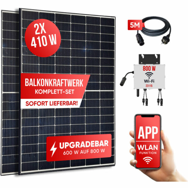 Balkonkraftwerk 820 w 800 W/600 w drosselbar Photovoltaik Solaranlage Steckerfertig wifi Smart