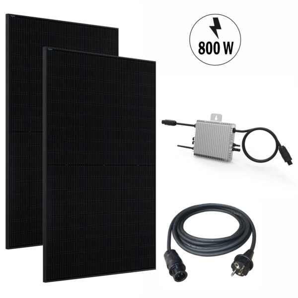 Balkonkraftwerk Full Black Balkonkraftwerk 800W 2 x JA-Solar 405W + Deye SUN-M80G3-EU-Q0 800 Watt Wechselrichter WLAN + AC Adapter-Stecker Solar Photovoltaik Anlage 800 / 810Wp Komplett