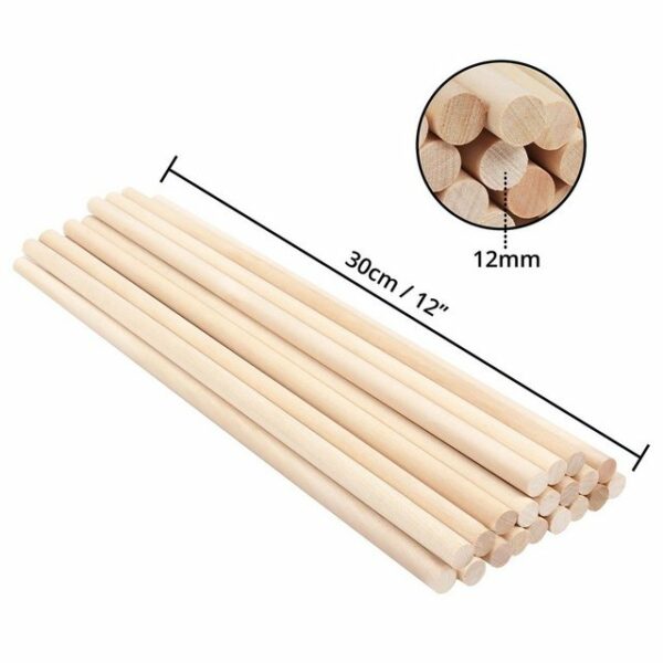 Belle Vous Kantholz 30cm Holzstäbe 50 Stk. 12mm für Basteln & DIY, 30cm Holzstäbe 50er Pack 12mm für Handwerk & Heimwerken