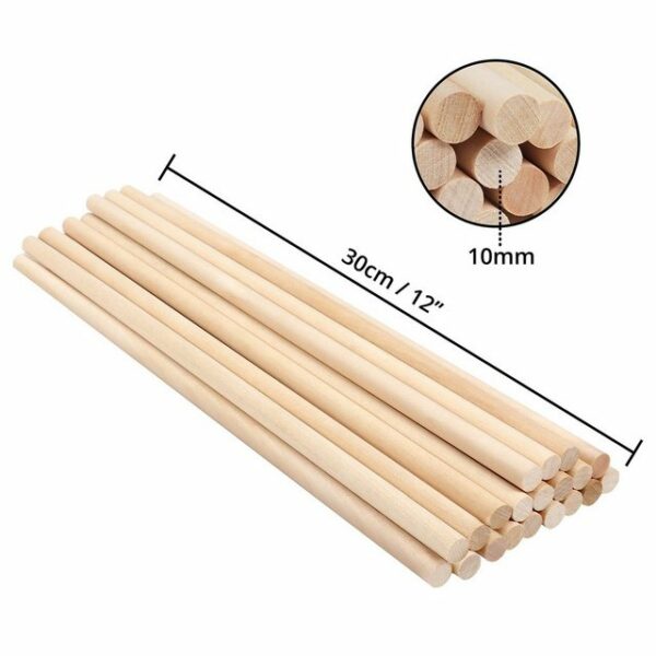 Belle Vous Kantholz Wooden Sticks - DIY, Crafts, Decor - 50 Pack, Holzstäbe - 50er Pack, 30cm lang, 10mm