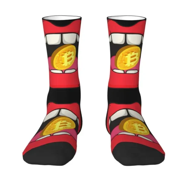 Bitcoin Cryptocurrency Men Women Crew Socks Unisex Kawaii 3D Printing BTC Blockchain Geek Dress Socks