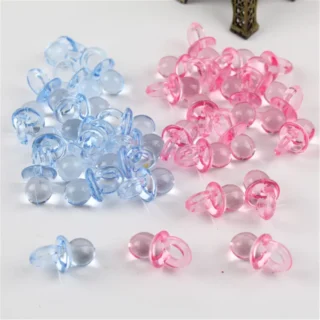 Blue / Pink Transparent Acrylic Mini Pacifier Baby Shower Cake Decoration Birthday Gift DIY Mini Pacifier Party Decoration -C