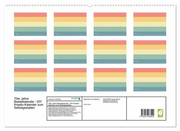 CALVENDO Wandkalender 70er Jahre Bastelkalender - DIY Kreativ-Kalender zum Selbstgestalten (Premium, hochwertiger DIN A2 Wandkalender 2023, Kunstdruck in Hochglanz)