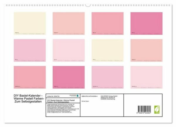 CALVENDO Wandkalender DIY Bastel-Kalender -Warme Pastell Farben- Zum Selbstgestalten (Premium, hochwertiger DIN A2 Wandkalender 2023, Kunstdruck in Hochglanz)