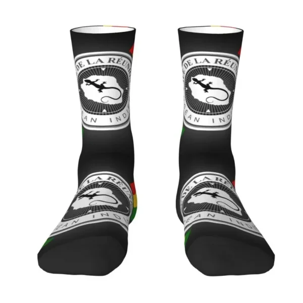 Cool Men's Ile De La Reunion Dress Socks Unisex Comfortable Warm 3D Printed Margouillat Crew Socks