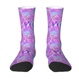 Cool Psychedelic Magic Mushrooms Print Socks Women Men Warm 3D Printed Football Sports Socks