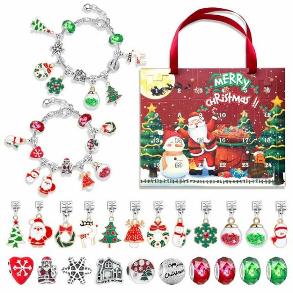 Dekorative Adventskalender 2024 Adventskalender Kinder Geschenk, Weihnachten DIY Armband (24-tlg), Adventskalender Weihnachten Geschenk für Kinder