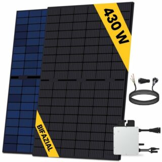 EPP.Solar Solaranlage 430W Bifazial Balkonkraftwerk Komplettset Balkon Mini-PV Anlage, Monokristallin, (Komplettset mit HMS-400-1T (Die Freigabe der Verbindung für 1 Module) Wechselrichter, Wasserdichtigkeitsklasse, genehmigungsfrei Solarpanel Solarmodul, PERC Technologie Steckerfertig für Ihr Haus, Plug & Play)