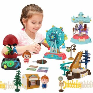 Ealing Spielbausteine DIY-Vergnügungspark zerlegbares Spielzeug Bauspielzeug-Sets für Kinder, (153 St), Dinosaurier, Riesenrad, Karussell, Achterbahn