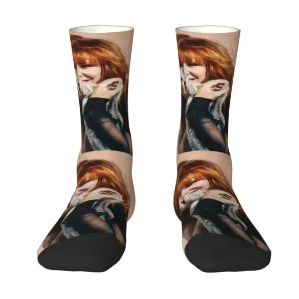 Fashion Mens Mylene Farmer Dress Socks Unisex Comfortable Warm 3D Printing Crew Socks