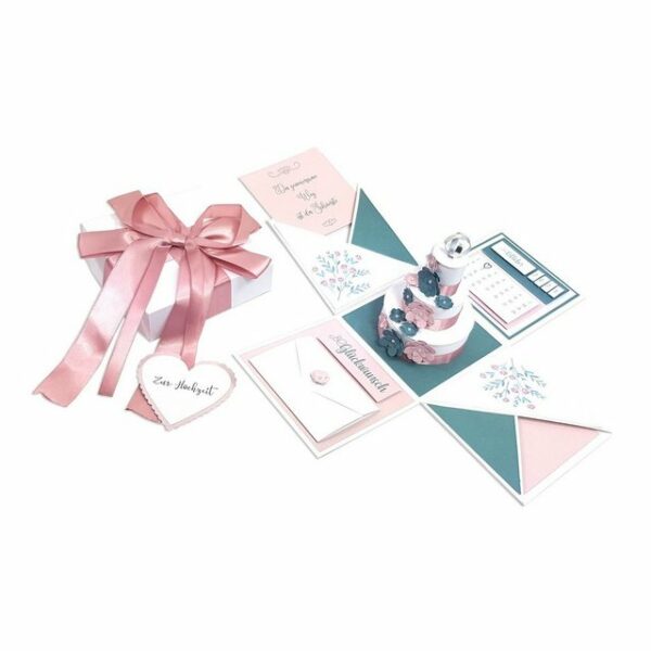 Frau WUNDERVoll Papierdekoration DIY Explosionsbox Hochzeit rosé/mint