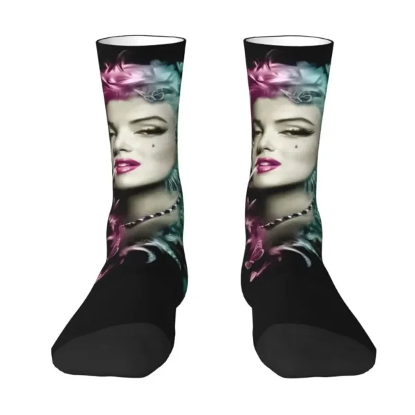 Fun Men's American Model Marilynmonroe Dress Socks Unisex Breathbale Warm 3D Print TV Movie Actress Crew Socks