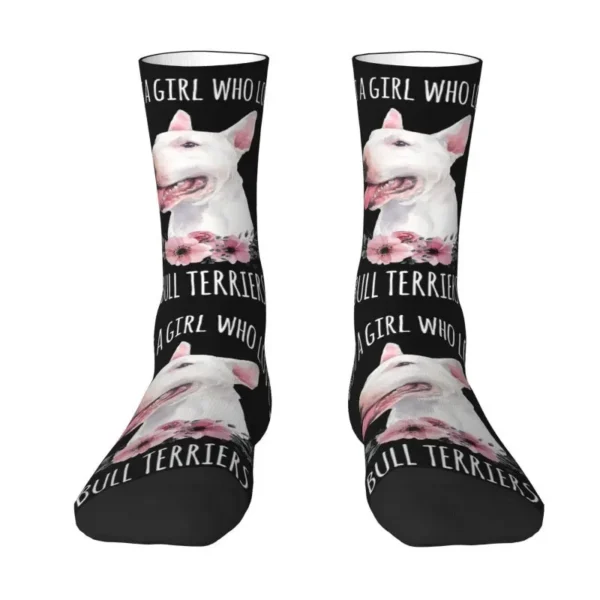 Fun Mens Bull Terrier Lover Dress Socks Unisex Comfortable Warm 3D Print Dog Crew Socks