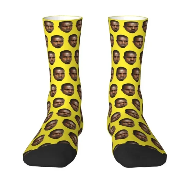 Funny Kanye West Meme Mens Crew Socks Unisex Cute 3D Print Rapper Music Producer Dress Socks