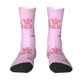 Funny Men's Anime Animation Pink Dress Socks Unisex Warm Comfortable 3D Printing Cartoon Leopard Crew Socks