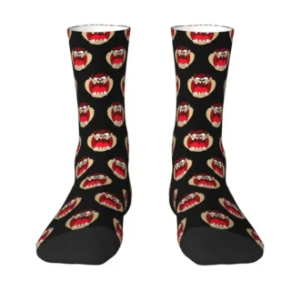 Funny Men's Cartoon Tasmanian Devil Dress Socks Unisex Comfortable Warm 3D Print Anime Comic Crew Socks